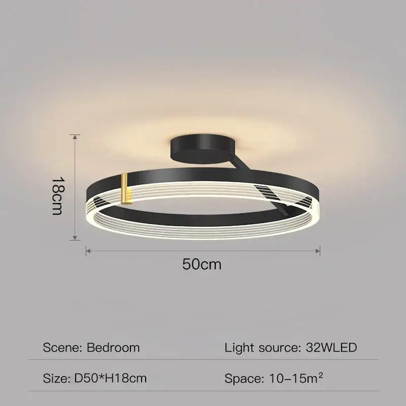 Decorbites black gold round chandelier featuring a modern black and gold circular led ceiling lamp with minimalist design