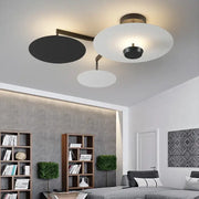 Modern decorbites black gold round chandelier with three black and white shades and brass-finished metal frame with dimming remote control