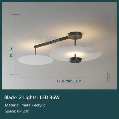 DecorBites black gold round chandelier with modern black metal and acrylic fixture and two frosted glass oval shades