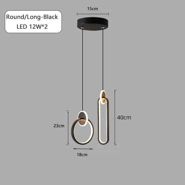 Decorbites black gold round pendant light chandelier with sleek circular and elongated rings for bedside lighting
