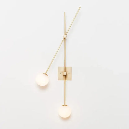 Gold-toned DecorBites black golden LED wall sconce with two frosted glass shades for foyer and bedroom lighting