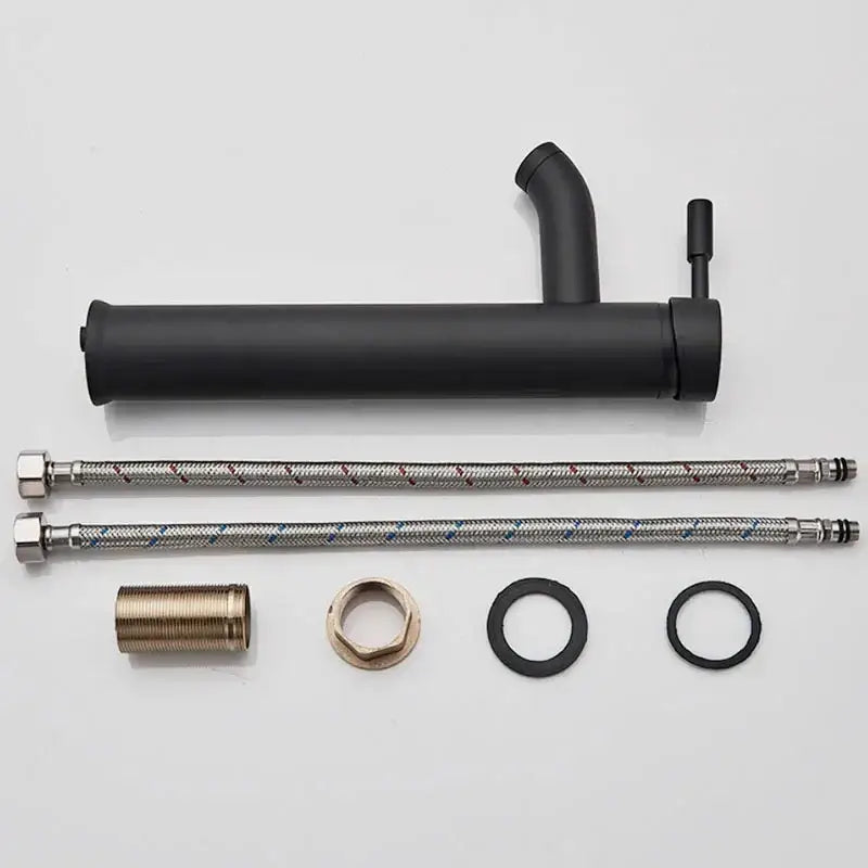 Decorbites black golden basin faucet single handle bathroom faucet with black matte finish for deck mount vessel sink