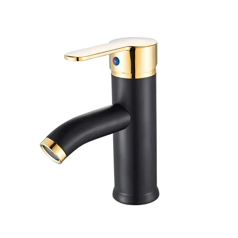 Decorbites black golden single handle basin faucet with black matte finish and gold accents for deck mount vessel sink