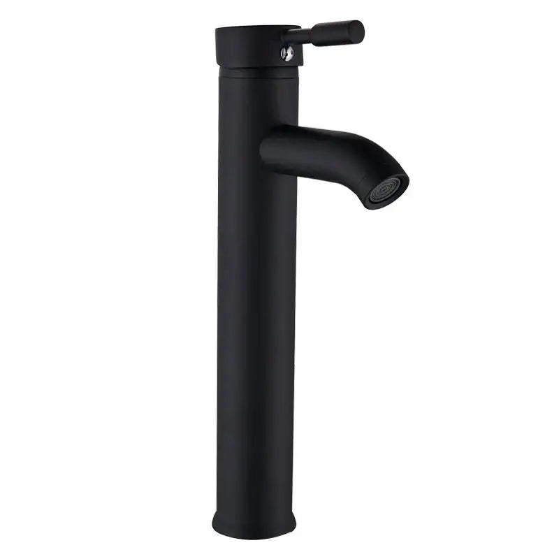 Decorbites black golden single handle basin faucet with black matte finish and curved spout for vessel sink deck mount