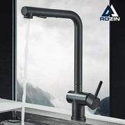 DecorBites black gourmet kitchen faucet in black matte finish with sleek modern design and pull-down flexible sprayer