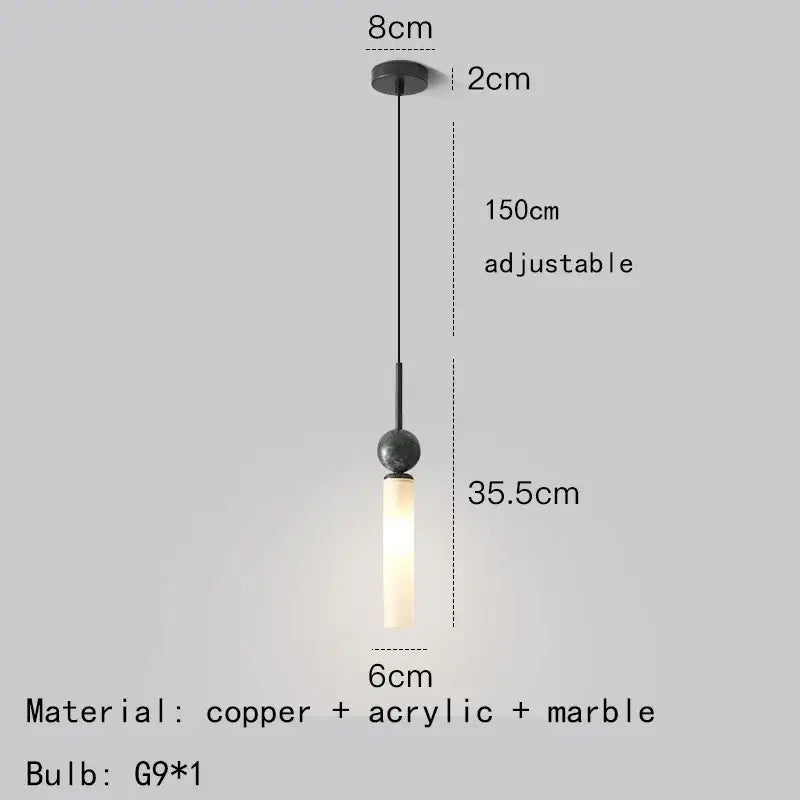 DecorBites black green marble wall lamp sconce with copper acrylic lampshade and warm acrylic glow light