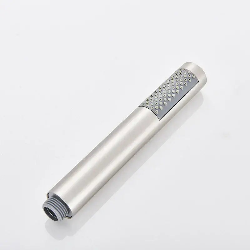 Decorbites™ black high pressure hand-held shower head in stainless steel with textured gray spray panel for water saving