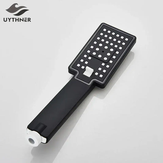 Decorbites black matte finish hand-held shower head with rectangular face high pressure and water saving nozzles