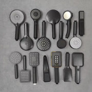 Decorbites black high pressure handheld shower head collection in black matte finish with various designs and patterns