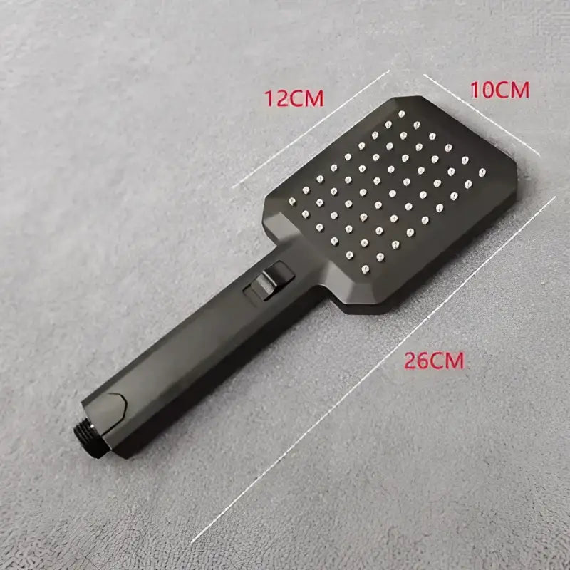 Decorbites black high pressure shower head with matte black finish and sleek rectangular design for water saving rainfall