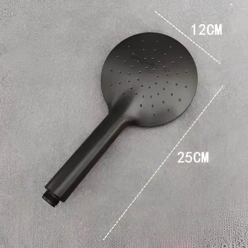 Black matte finish decorbites black high pressure shower head with 12cm circular perforated surface for rainfall use