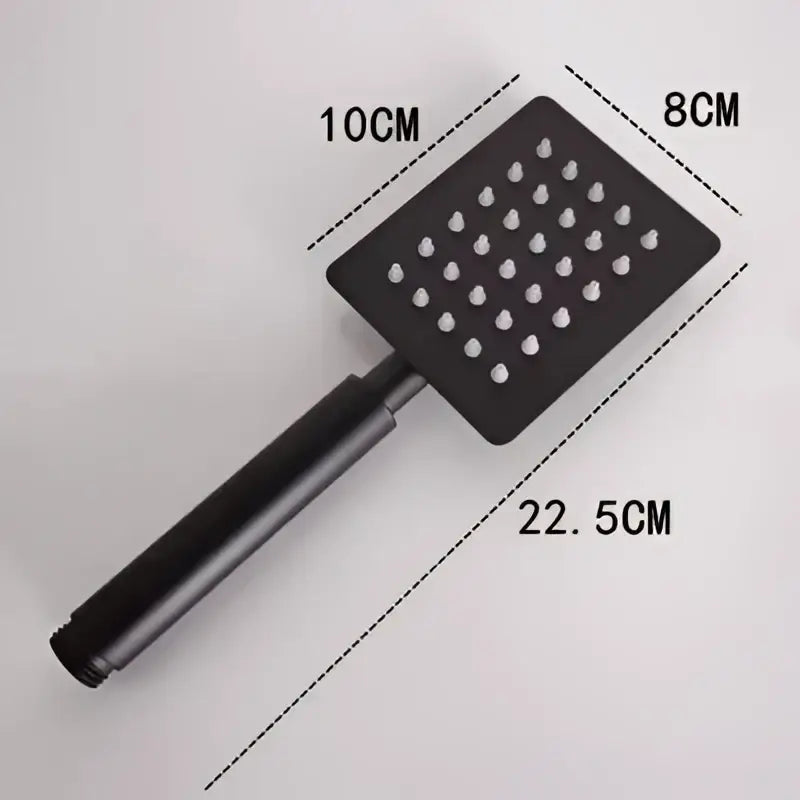 Black matte-finish square shower head with multiple nozzles in decorbites black high pressure handheld design