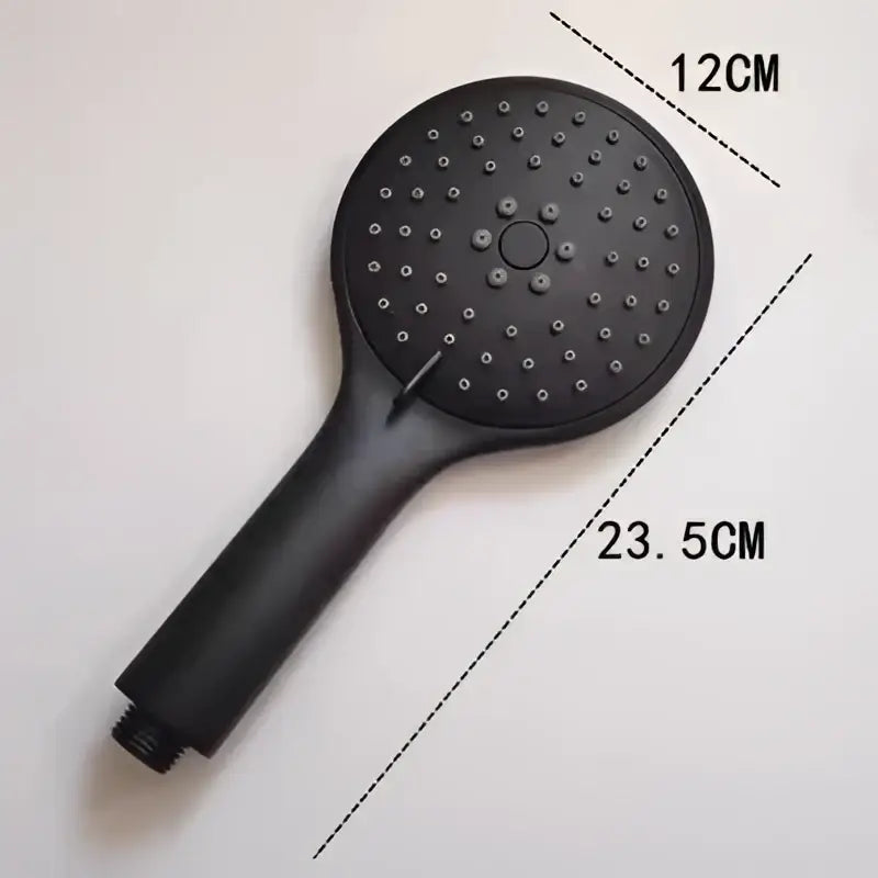 Decorbites black high pressure handheld shower head with a black matte finish and multiple spray nozzles for water saving