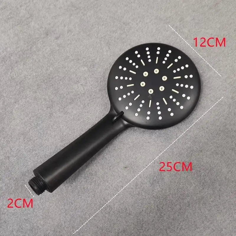 Decorbites black high pressure shower head with matte finish circular design for water saving and rainfall use