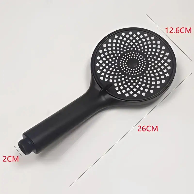 Decorbites black high pressure handheld shower head with black matte finish and square perforations for water saving