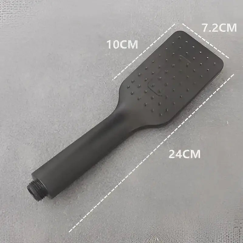 Black matte finish decorbites black high pressure handheld shower head with rectangular design and even spray holes