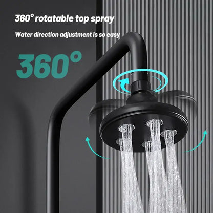 DecorBites black high pressure shower head with black matte finish and 360-degree rotatable multiple spray nozzles
