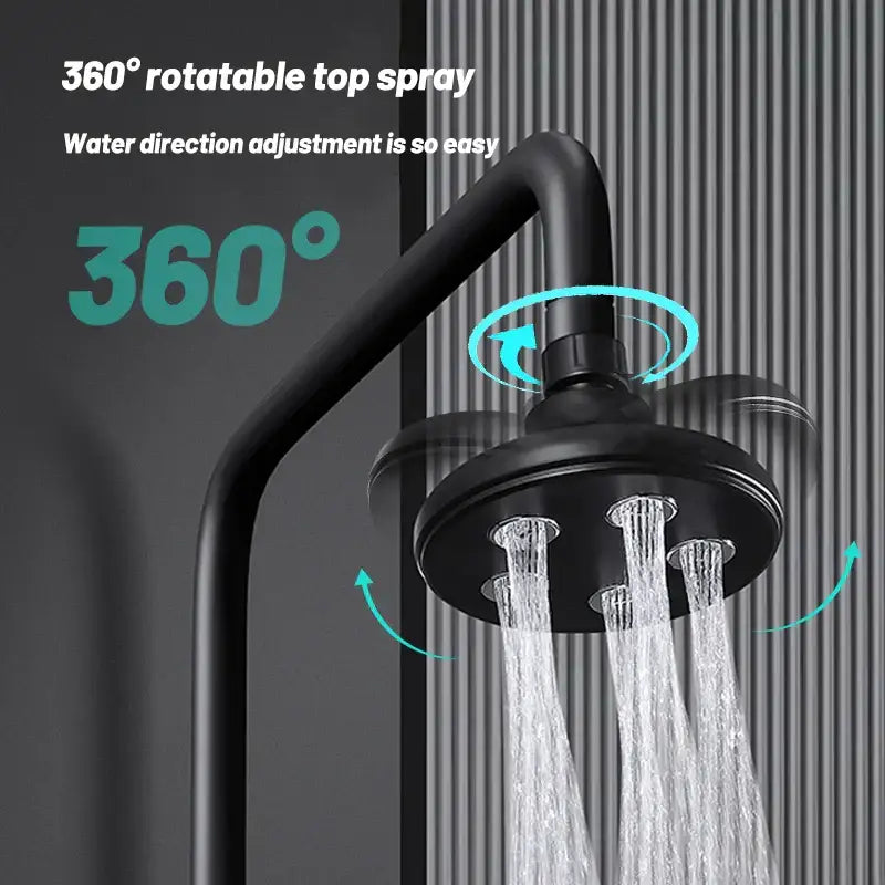 DecorBites black high pressure shower head with black matte finish and 360-degree rotatable multiple spray nozzles