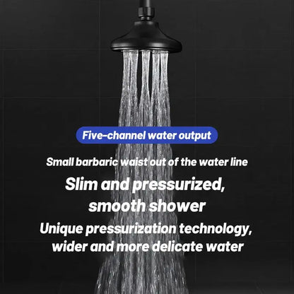 DecorBites black high pressure mini rainshower shower head with five water channels for water-saving bath experience