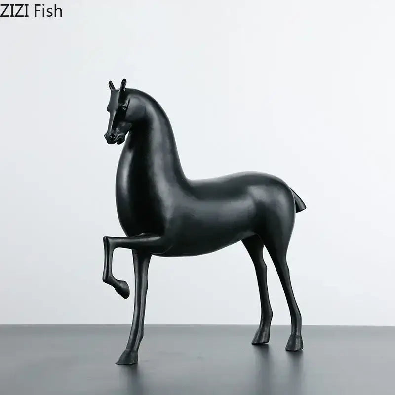 DecorBites black horse glossy sculpture with sleek minimalist design for modern desk decoration and room decor