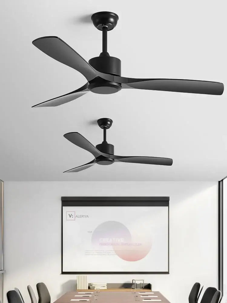 DecorBites black industrial ceiling fan with sleek modern blades and minimalist design for living room office use