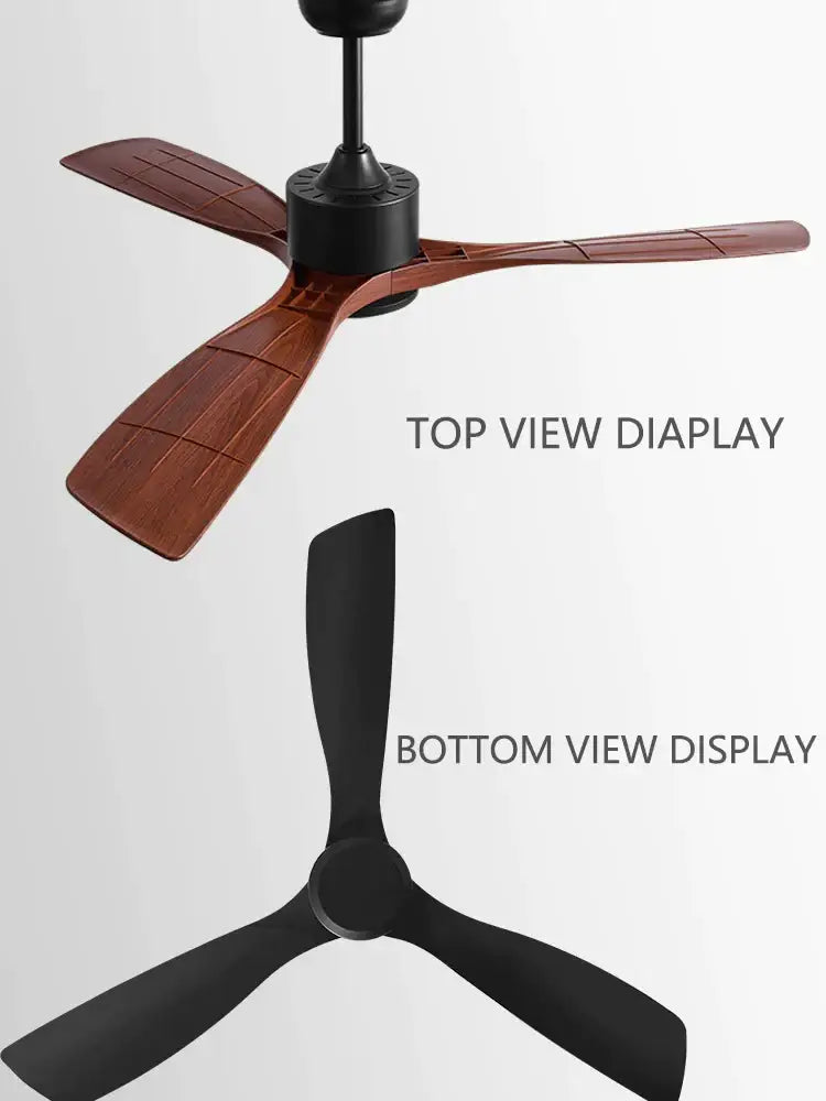 Modern decorbites black industrial ceiling fan with three blades in rich brown wood grain and matte black finish for powerful airflow