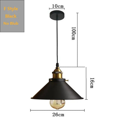 Decorbites black industrial pendant light with brass hardware and exposed bulb 26cm wide for kitchen island bar