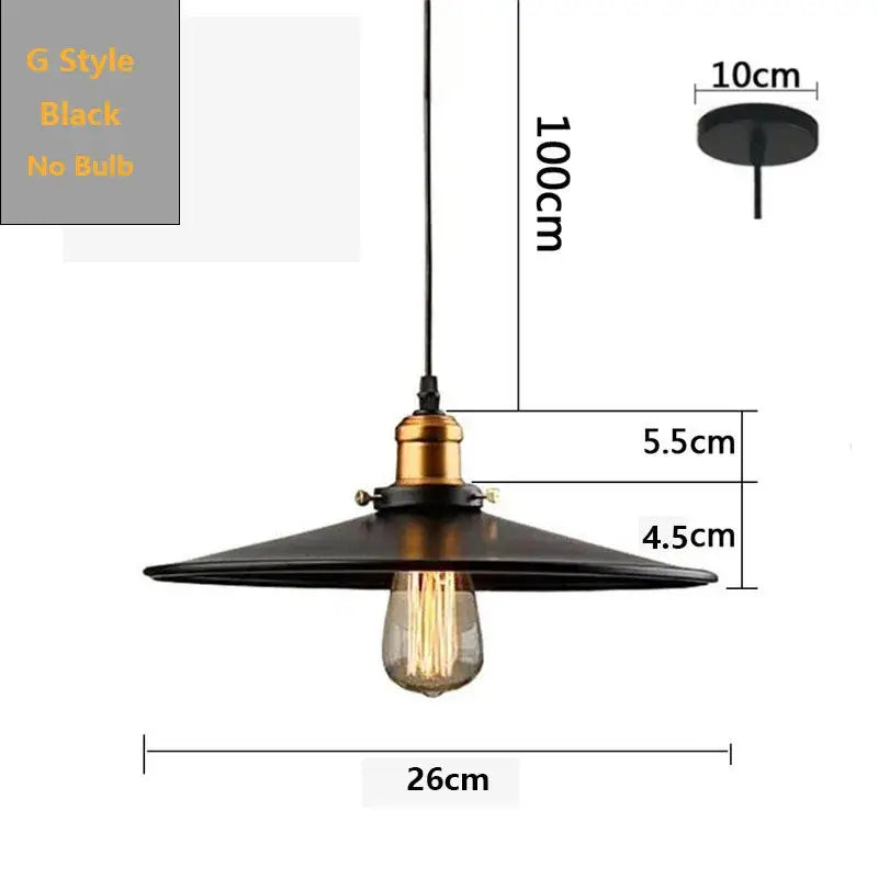 Decorbites black industrial pendant light with brass socket and exposed edison bulb 100cm hanging length for kitchen island