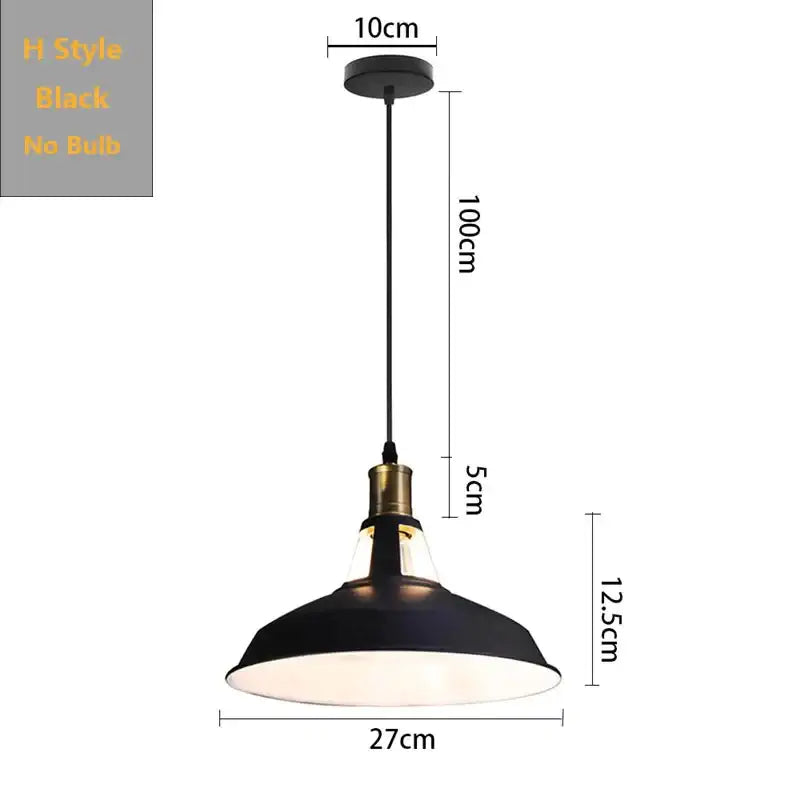 Decorbites black industrial pendant light with matte black finish and brass accents for kitchen island or bar lighting