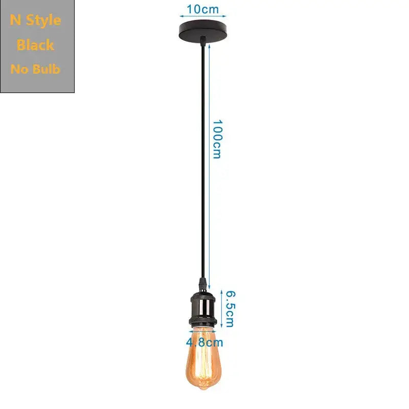 Decorbites black industrial pendant light with amber glass bulb holder and 10cm ceiling mount for kitchen island