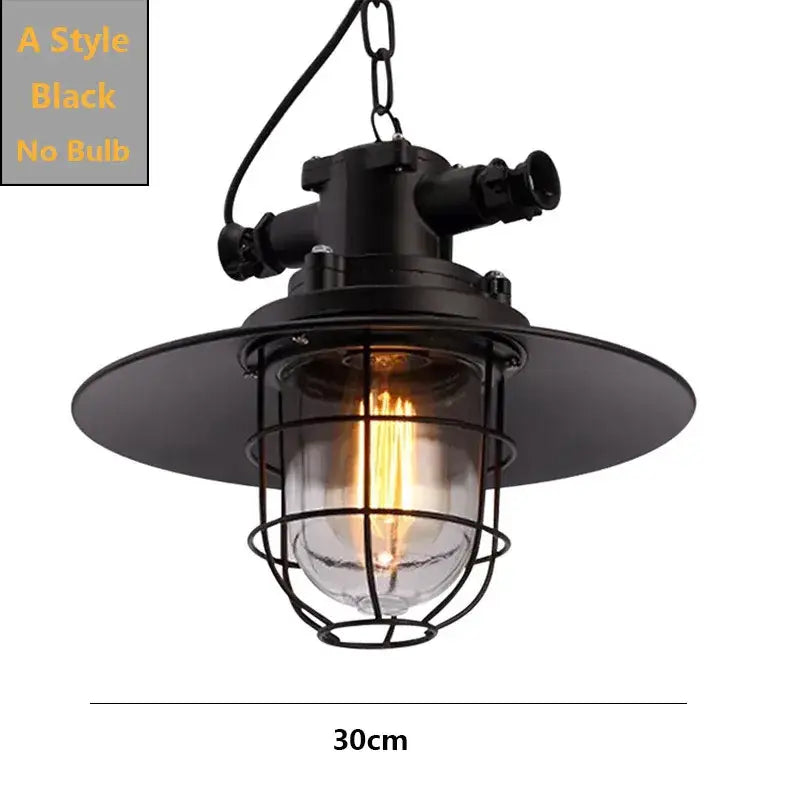 DecorBites black industrial pendant light with cage design and glass bulb housing for kitchen island bar decor