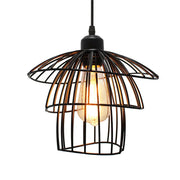 Decorbites black iron pendant light with tiered cage design and exposed edison bulb for kitchen and living room