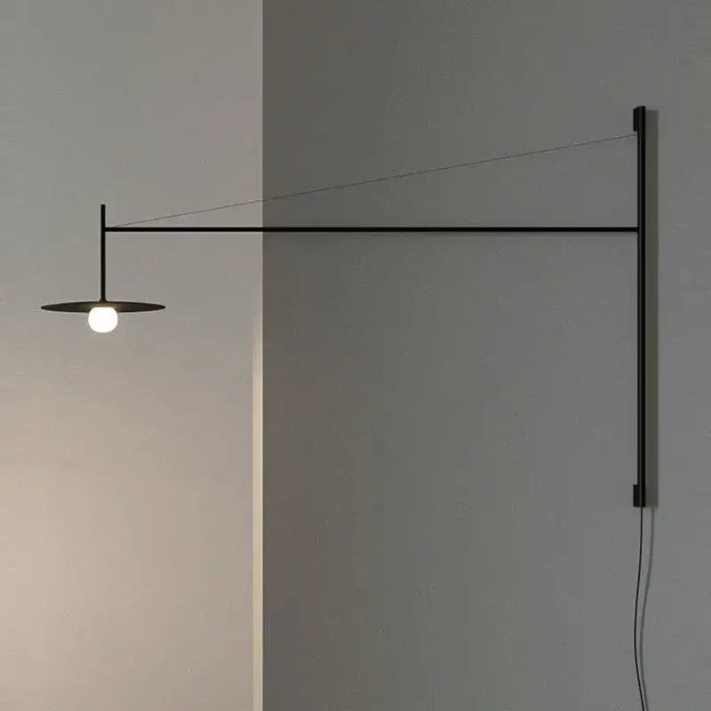 Decorbites black iron led long wall lamp with sleek angular design and frosted glass bulb for living room and bedroom