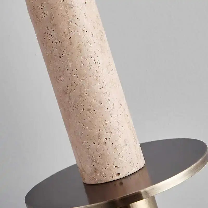 Beige textured stone column with polished brass base in decorbites black iron led pendant light for hallway decor