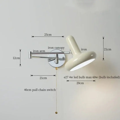 Cream-colored adjustable wall sconce with chrome iron arm by decorbites black iron led for modern nordic decor