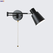 Decorbites black iron wall sconce with adjustable matte black iron led lamp and brass pull chain for home decor