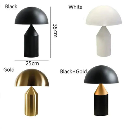 Decorbites black iron mushroom table lamps in black white gold and black gold with nordic design for living room lighting