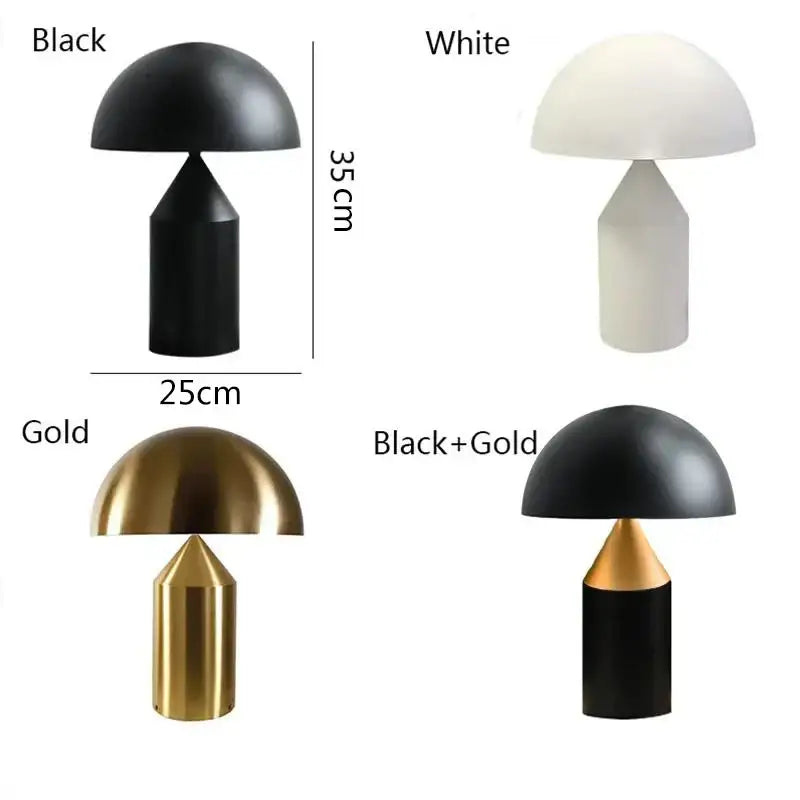 Decorbites black iron mushroom table lamps in black white gold and black gold with nordic design for living room lighting
