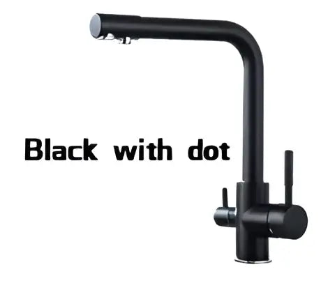 Decorbites black kitchen faucet mixer tap with sleek curved spout two side handles and 360° rotation water feature