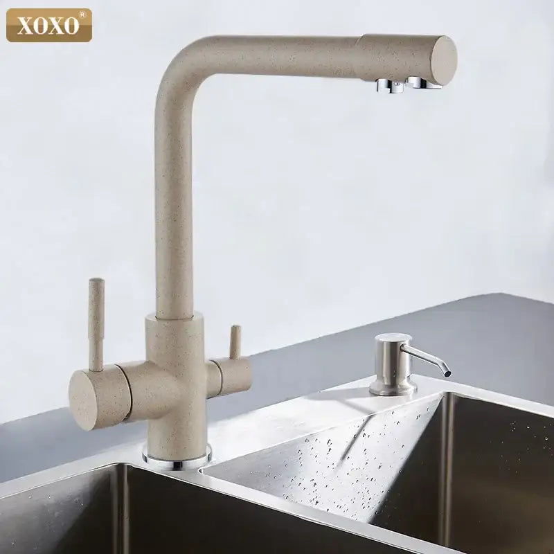 Beige speckled xoxo brand kitchen faucet with chrome accents featured in decorbites black kitchen faucet mixer tap with 360 rotation