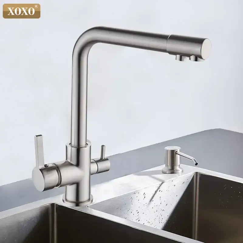 Stainless steel decorbites black kitchen faucet with sleek modern design and pull-down spout for versatile use