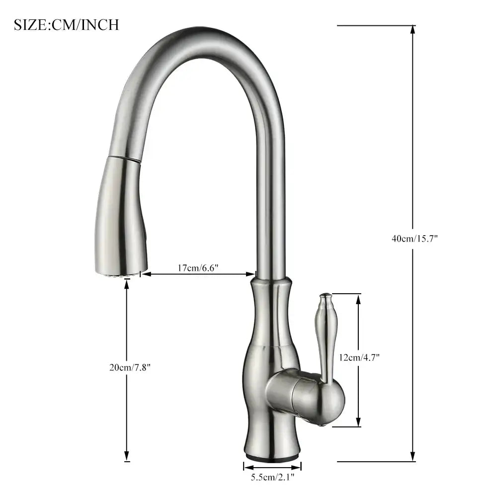 Stainless steel decorbites black kitchen faucet with sleek curved spout and single handle 360 rotation mixer