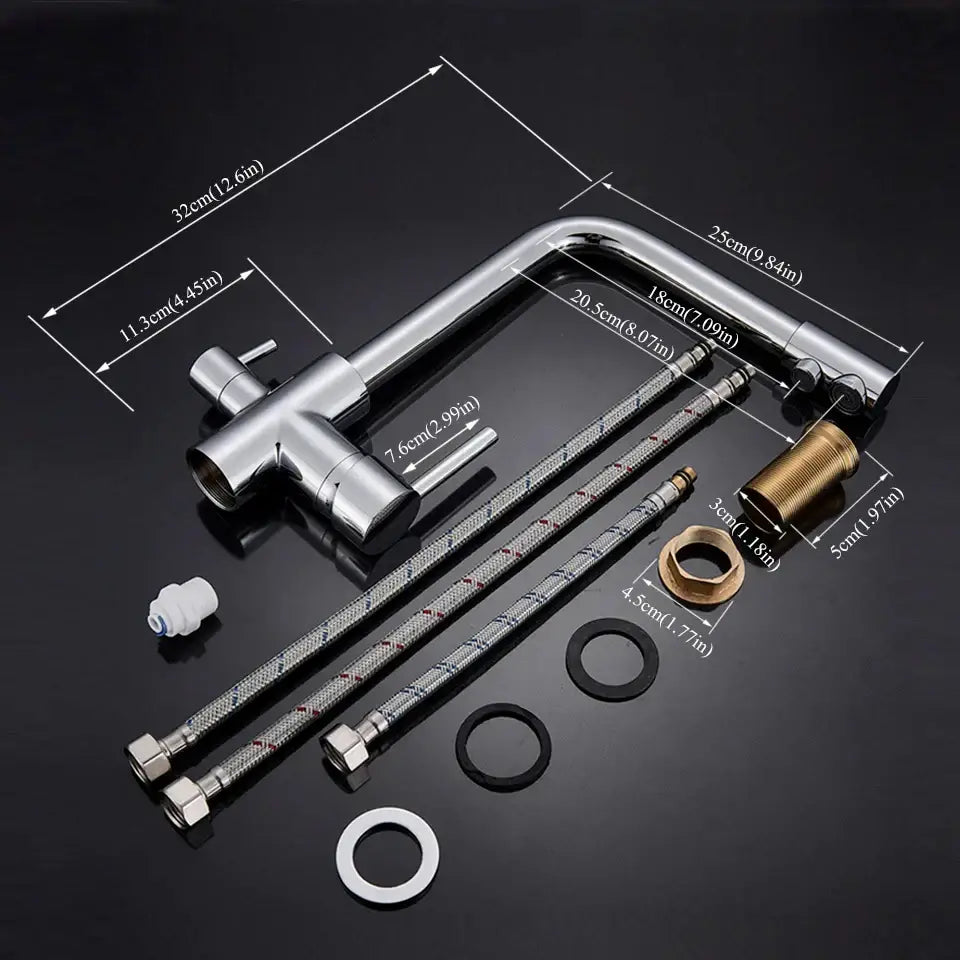 Chrome-finished kitchen faucet with sleek modern design and integrated pull-down spray head for decorbites black kitchen rotatable water purification
