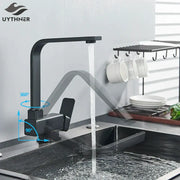 Decorbites black kitchen rotating faucet with black matte finish and adjustable 360-degree swivel for modern kitchens