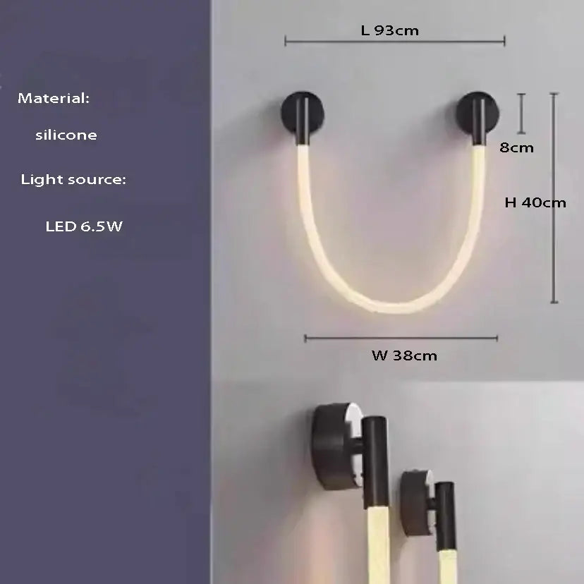 A sleek u-shaped silicone pendant light with warm led glow from decorbites black leather pendant collection