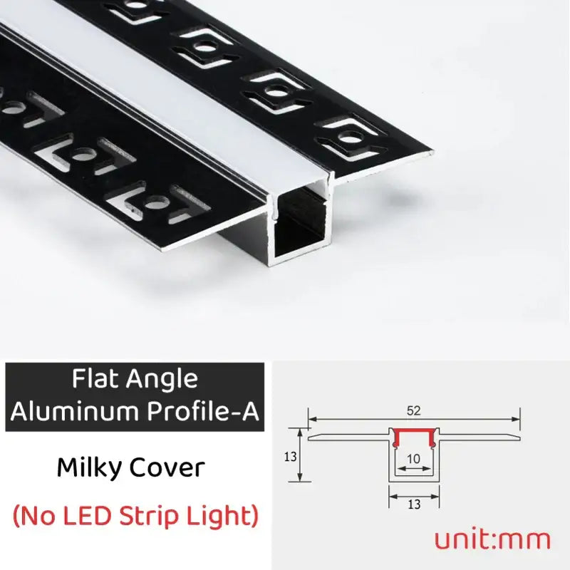 Decorbites black led aluminum profile in black and silver with milky cover finish for invisible ceiling light strip bar