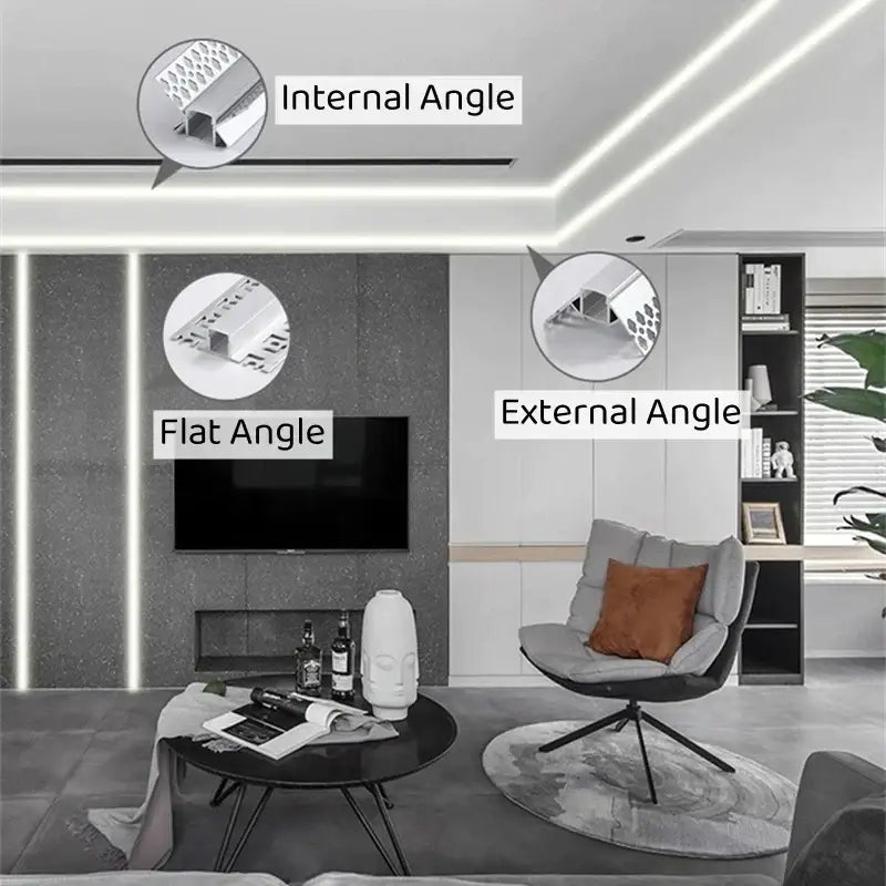The decorbites black led aluminum profile is a sleek black led aluminum strip for invisible ceiling light installation