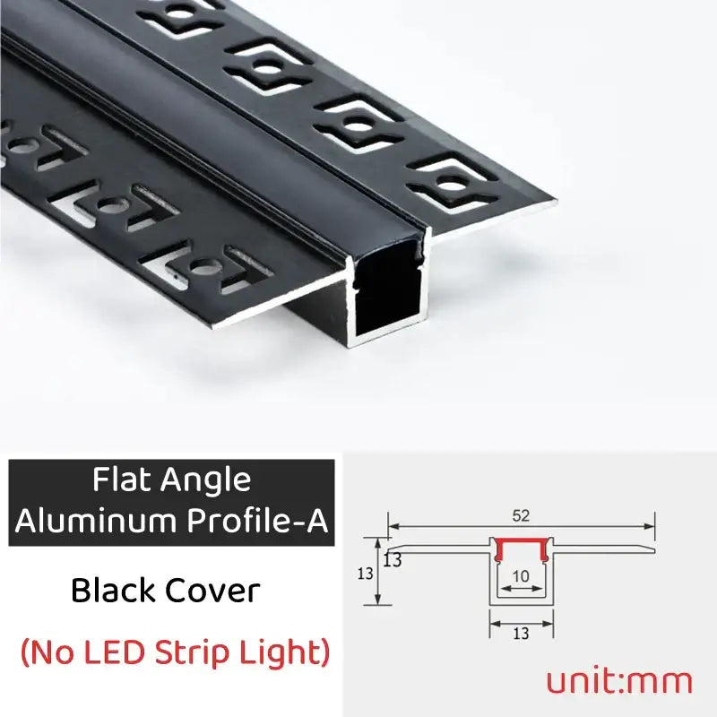 DecorBites black LED aluminum profile with black-coated flat angle and geometric cutout for invisible ceiling light strip bar