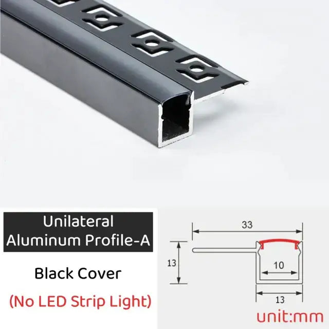 Decorbites black led aluminum profile with black-coated sleek rectangular design and decorative cut-out patterns for ceiling lighting
