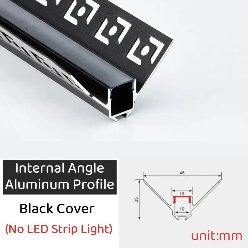 Decorbites black led aluminum profile in matte black with geometric cutout for invisible ceiling light strip bar installation